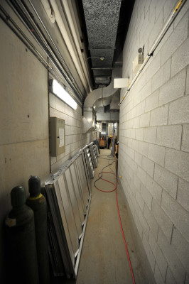 D 4-foot-wide mechanical room access hallway could only accomodate the dehumidier in 150 pieces