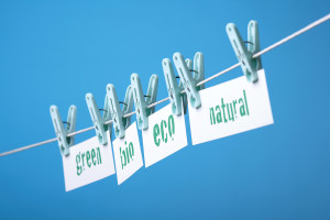 Greenwashing concept with buzzwords green, bio, eco and natural