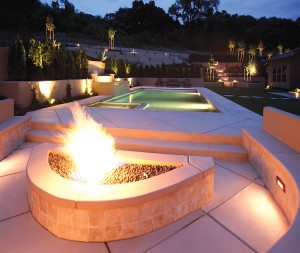 A lounge area in a new luxury backyard