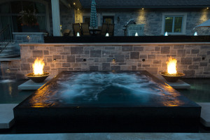 flames, down lighting, pool light, foam jet