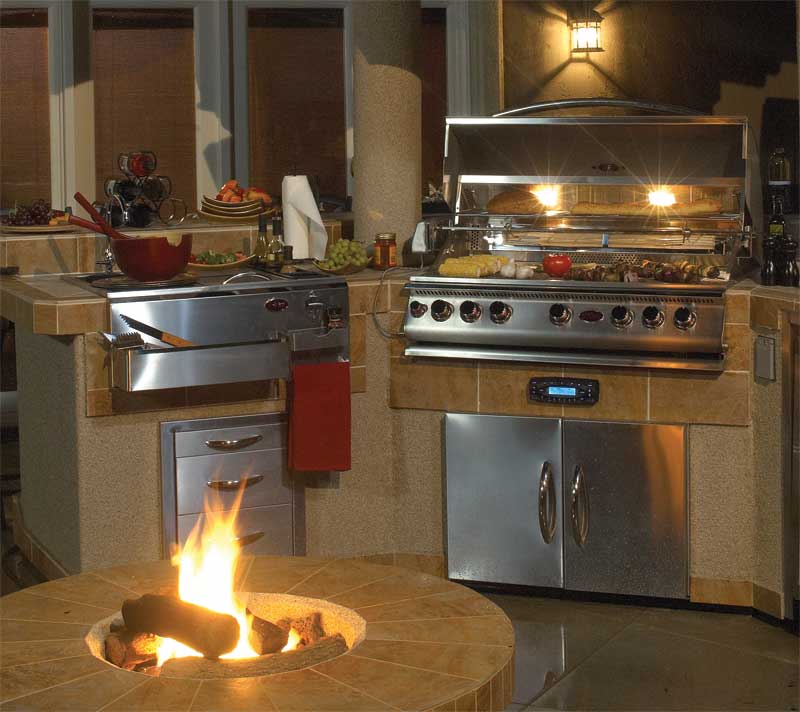 Outdoor kitchens include multi-features including barbecues