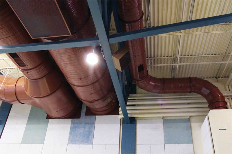 The natatorium's existing ductwork was replaced with a new system