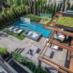 The cabana’s green roof ensures a striking view from above.