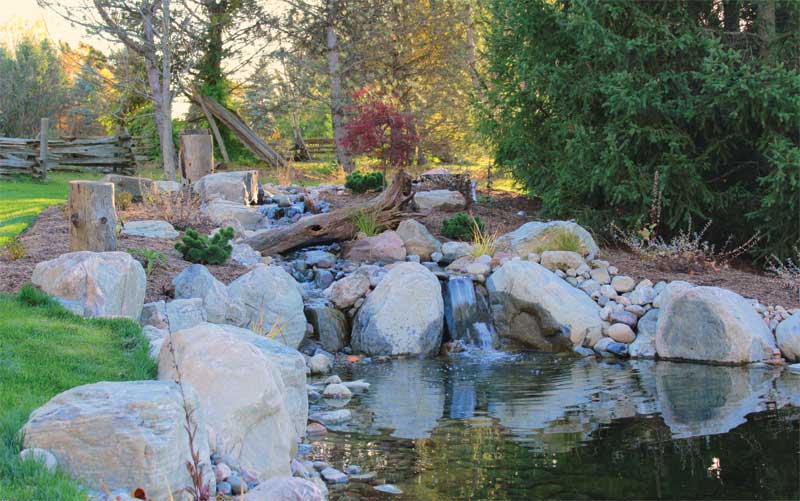 Swim pond with rock waterfall