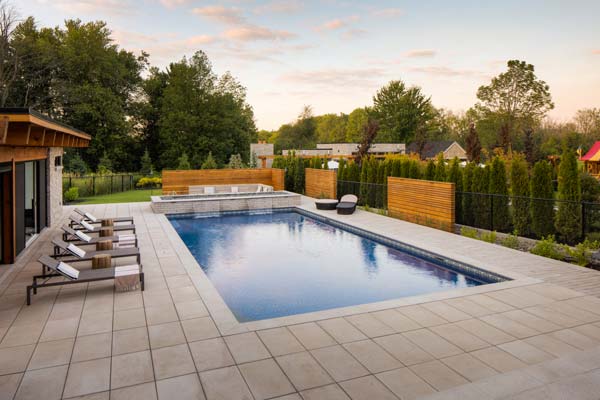 Two to four stone options are typically used in a standard project; however, seven different stones were incorporated into this backyard.