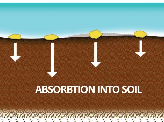 Lightly broadcast the crystalline material over the surface. Once lightly watered, the crystal will slowly start to merge with the top layer of soil.