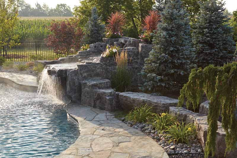 Live plants were incorporated within the faux stones.