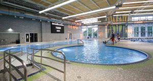 The leisure pool has an accessible beach entry with curves, which allows people with mobility issues, injury, or those who want to enter the pool slowly, to access the water with greater ease.