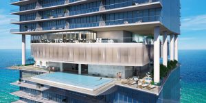 91-m high cantilevered pools