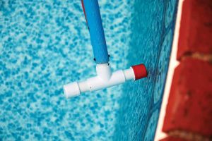 A wall probe helps technicians scan the walls of a pool and listen for potential leak sounds.