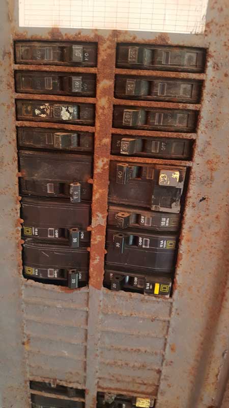 It is good practice to thoroughly check for water infiltration into disconnects, breaker boxes, timers, junction boxes, and equipment connections. One must keep an eye for any signs of rust, oxidation of terminals, or dried water trails if there is no obvious evidence of water.