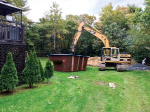 In terms of placement, most builders installing fibreglass pools are using the same excavator to dig the hole, and move and place the pool in the ground.