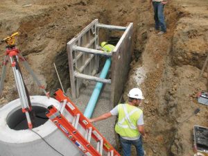 In this case, 203.2 mm (8 in.) of geo-grid and stone were installed (normally 101.6-mm [4 in.] of geo-grid and stone are used for a splash pad of this size).