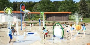 An artist rendering of the new splash pad and washrooms planned for the City of Guelph’s Hanlon Creek Park. The new facility will use 100 per cent renewable energy.