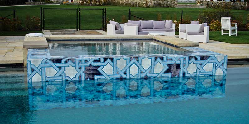 Creative and thoughtful applications of pattern are not just for the pool floor. They can be used on the external walls of hot tubs and more.