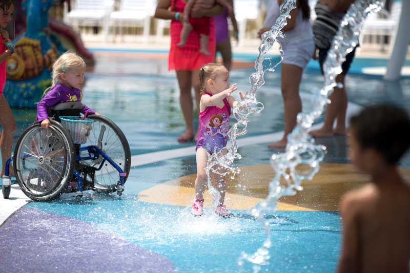 The arrangements of water play features must ensure those with developmental or cognitive limitations can participate.