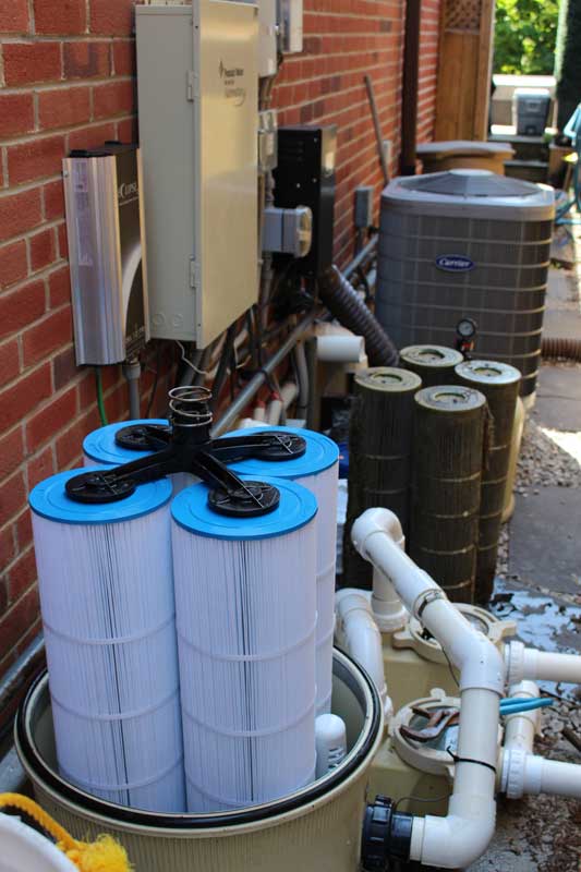 Pool or hot tub owners using cartridge filters should have a spare set available to rotate when they are rinsed or cleaned as it is important to replace them with dry filters every time.