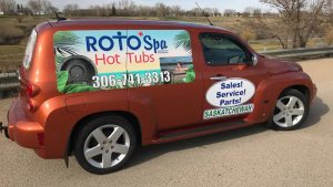 A RotoSpa Hot Tubs truck from Saskatchewan. The company’s home just outside of Peterborough, Ont., was destroyed by fire on July 16.