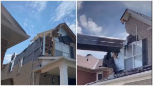 TikTok user “datzmylife” recently shared a video showing a crane that had crashed into her parent’s Richmond Hill, Ont. home during a pool installation.