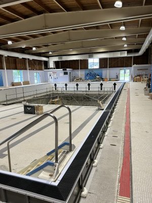 An August progress photo of the Port Hardy indoor pool, which will now open post-renovation in mid-December.