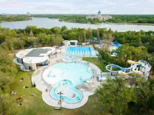 Aerial view of the Wascana Pool.