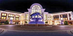 The Qubein Arena Panther Fountain at the High Point University.