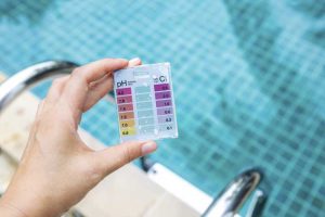 pH testing strip for pools.