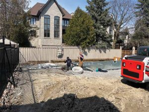 To maximize the space, the new pool was moved back as far as possible, leaving lots of space for plumbing access.