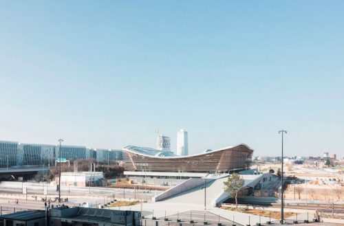 exterior of Aquatics Centre